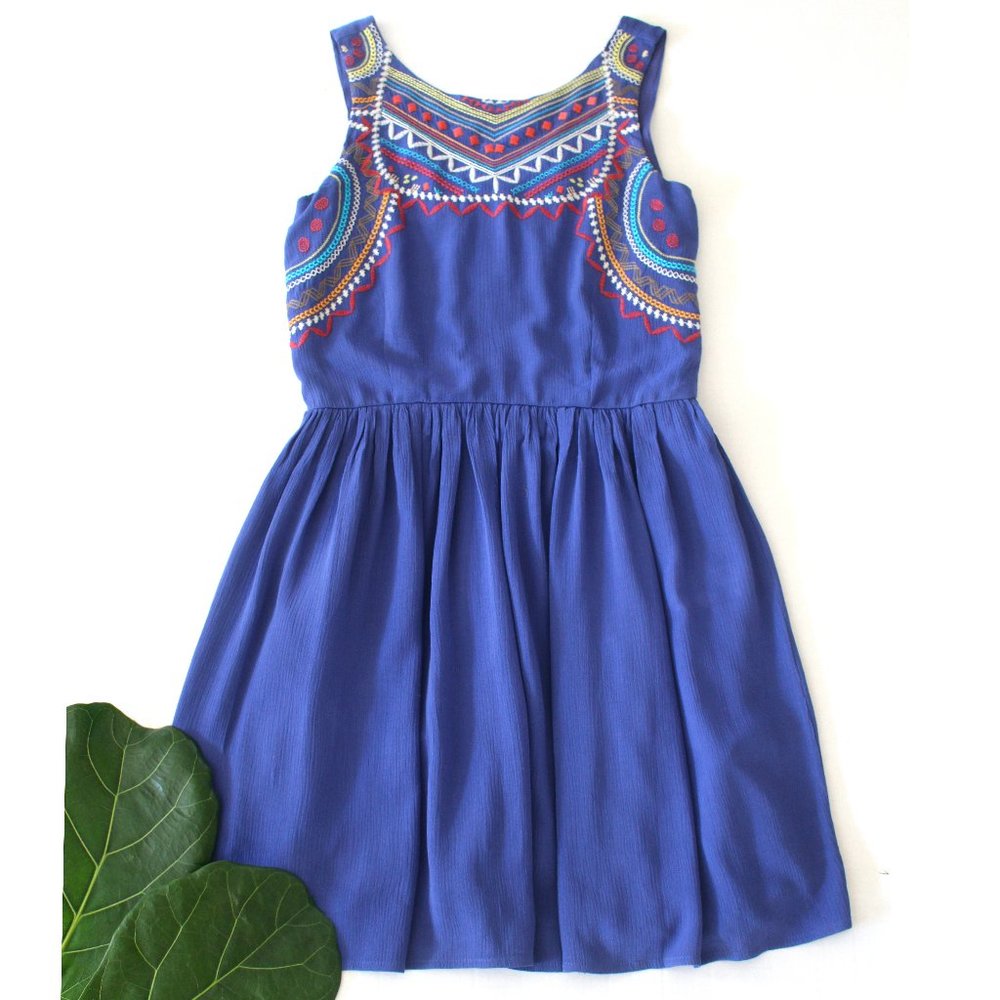 Xhilaration Blue Southwest Tribal Dress Size Small